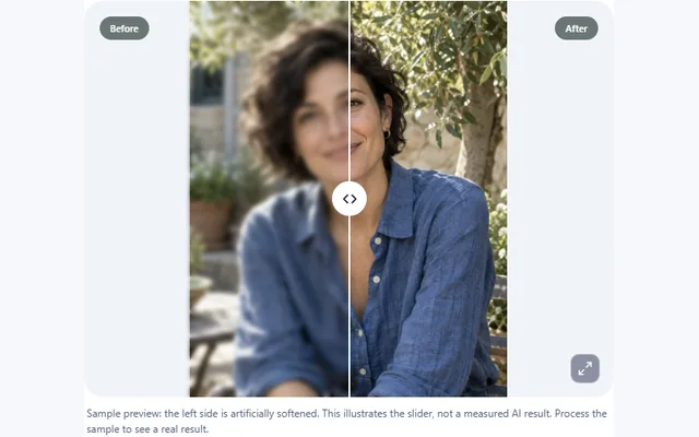 Photo Enhancer interface: Example comparison view