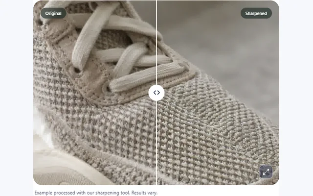 Sharpen Image interface: Example comparison view