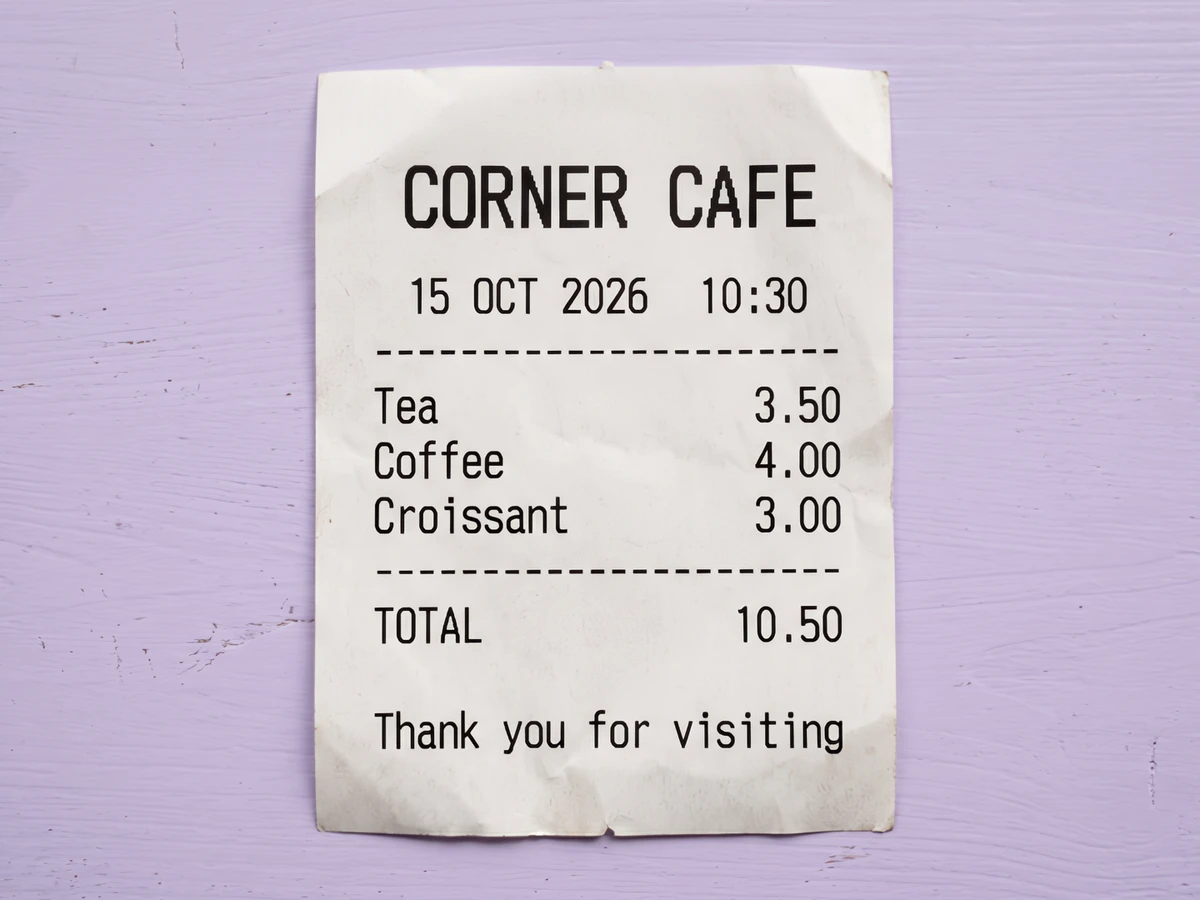 Receipt item names and decimal points before and after refinement